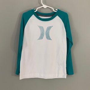 Hurley Nike Dry fit long sleeve white and green size 6 youth